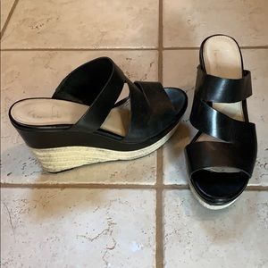 Franco Sarto Black Summer Wedge 7.5